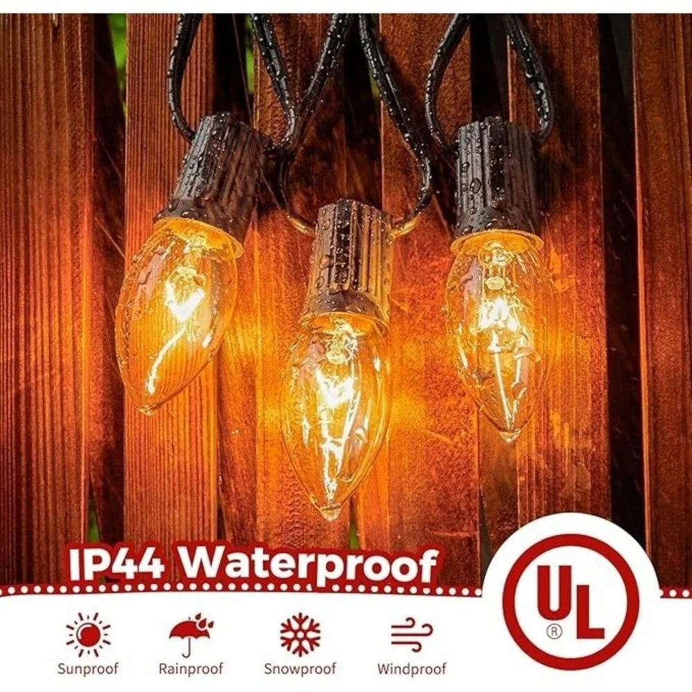 New Vintage C9 Christmas Lights Outdoor 25 FT C9 String Lights for Outdoor Decor